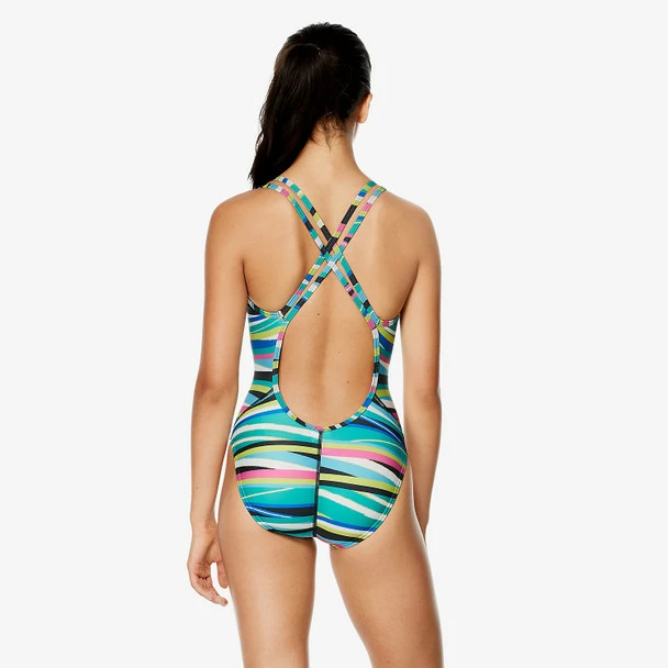 Speedo Women's Party Pattern Volt Back Swimsuit - 2022 2 Speedo Women's Party Pattern Volt Back Swimsuit - 2022 - Image 2